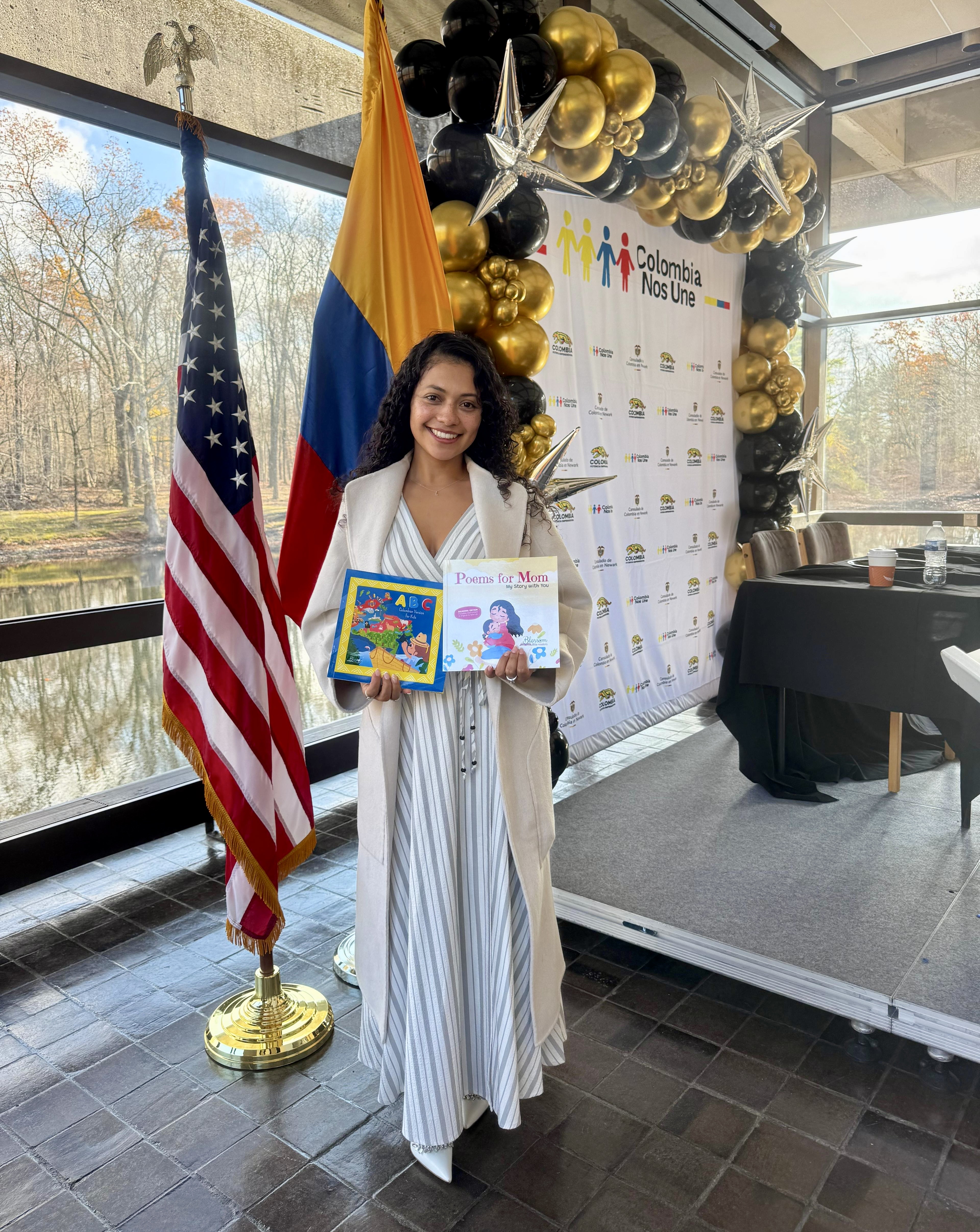 Lorena reading the ABC book at a Blossom event